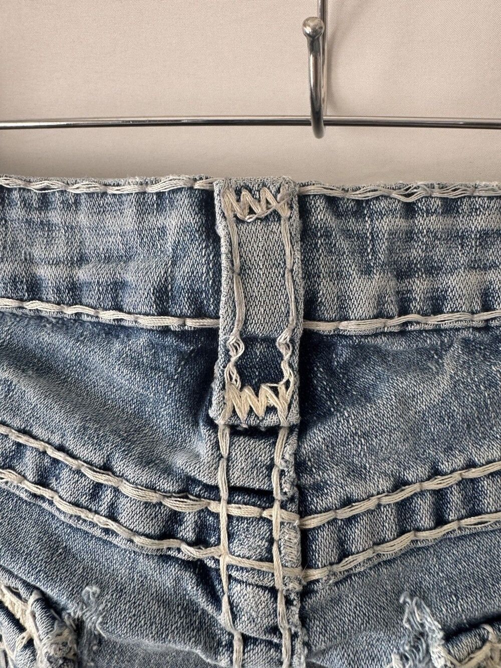 True Religion Joey Super T Jeans Womens 28Low Rise Flare Y2K Made USA Distressed - Picture 14 of 16